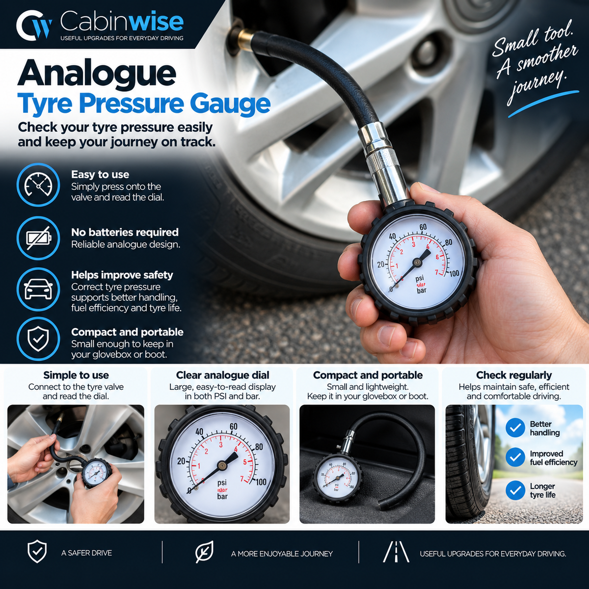 Cabinwise Analogue Tyre Pressure Gauge product guide