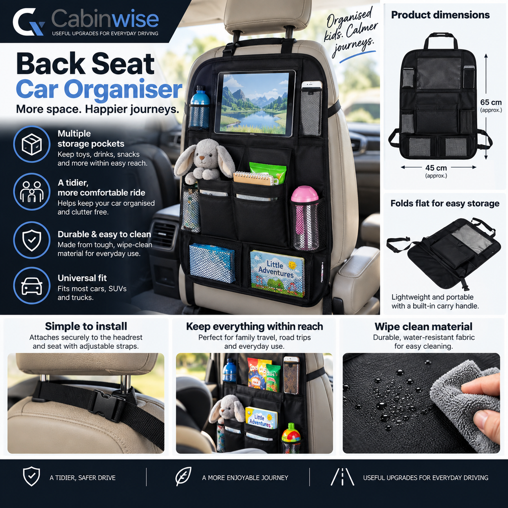 Cabinwise Back-Seat Car Organiser product guide