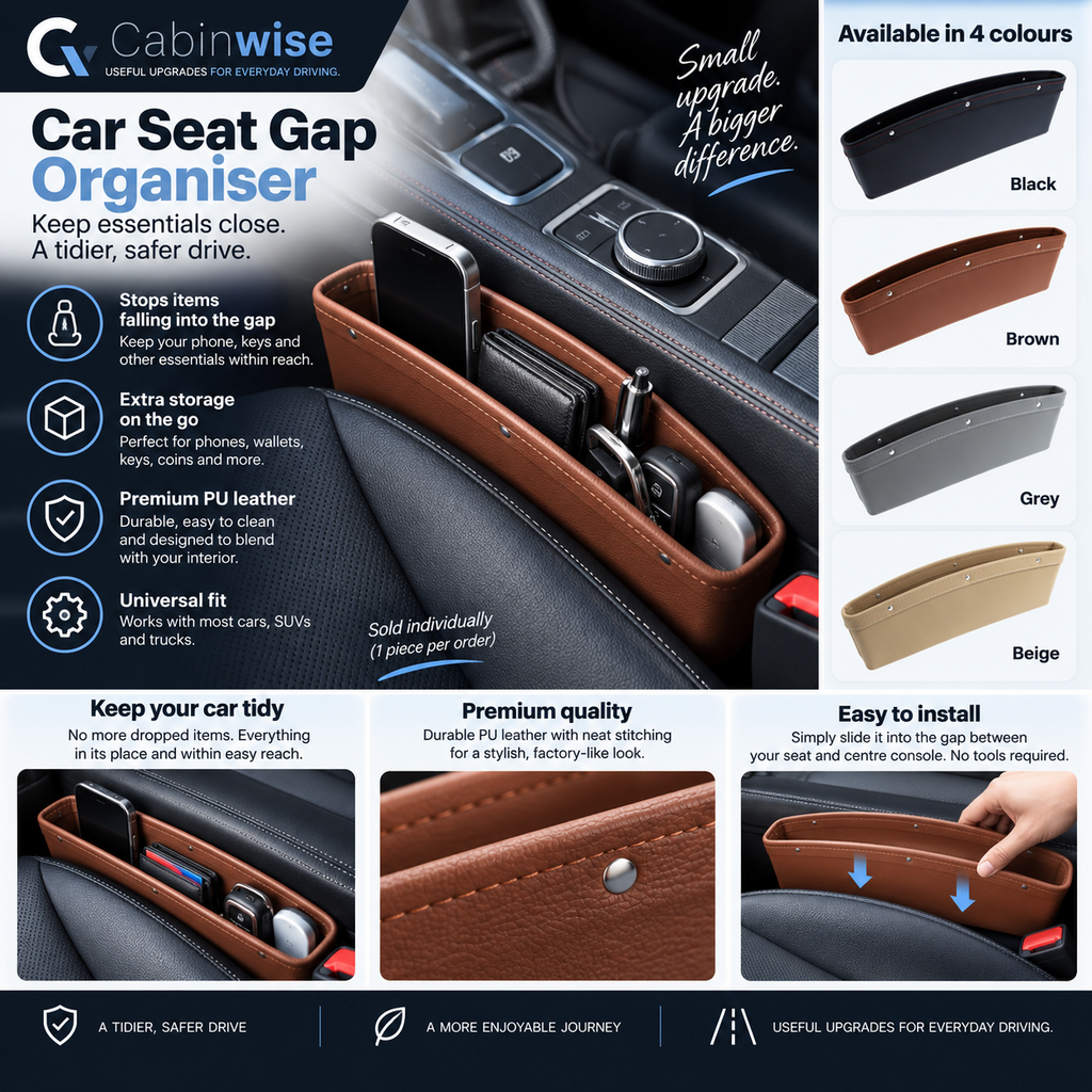 Cabinwise PU Leather Seat-Gap Organiser product guide
